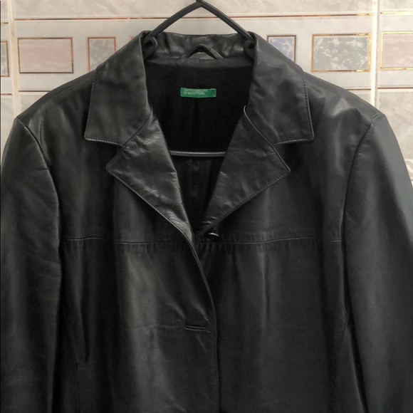 Benetton Genuine Leather Jacket - Picture 1 of 6